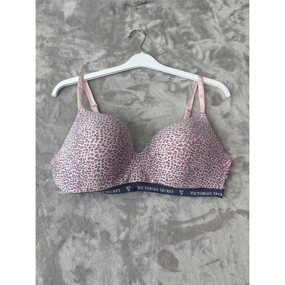 Victoria's Secret Pink Leopard Wireless T-Shirt Bra Lightly Lined 38D